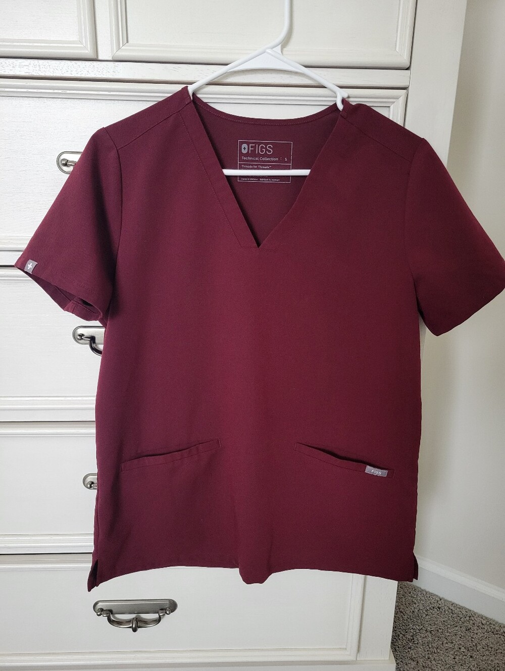 Figs Scrubs Burgundy Top
